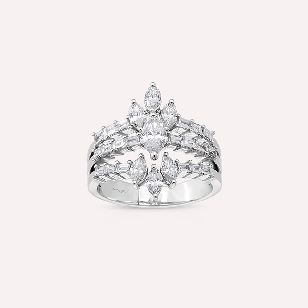 Niki 1.59 CT Baguette and Marquise Cut Diamond White Gold Ring