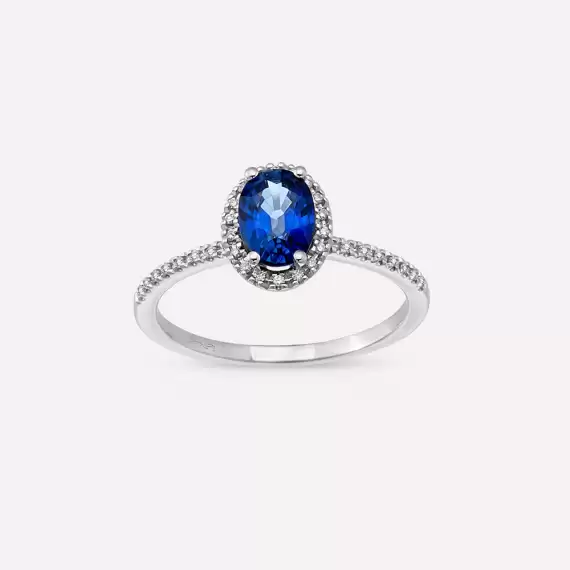 Nora 1.16 CT Sapphire and Diamond White Gold Ring - 3