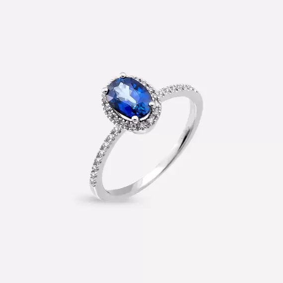 Nora 1.16 CT Sapphire and Diamond White Gold Ring - 1