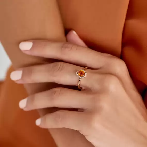 Nora 1.33 CT Orange Sapphire and Diamond Rose Gold Ring - 1