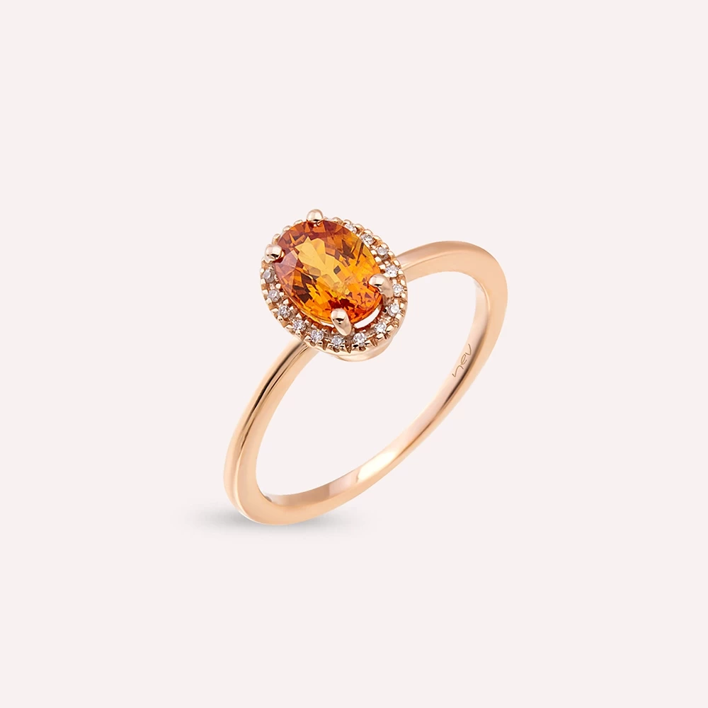Nora 1.33 CT Orange Sapphire and Diamond Rose Gold Ring
