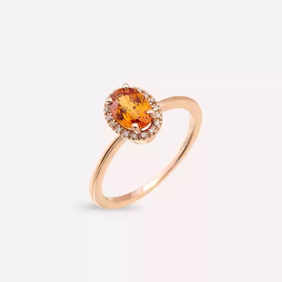 Nora 1.33 CT Orange Sapphire and Diamond Rose Gold Ring - 2