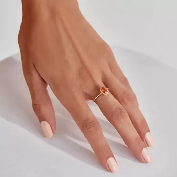 Nora 1.33 CT Orange Sapphire and Diamond Rose Gold Ring - 3