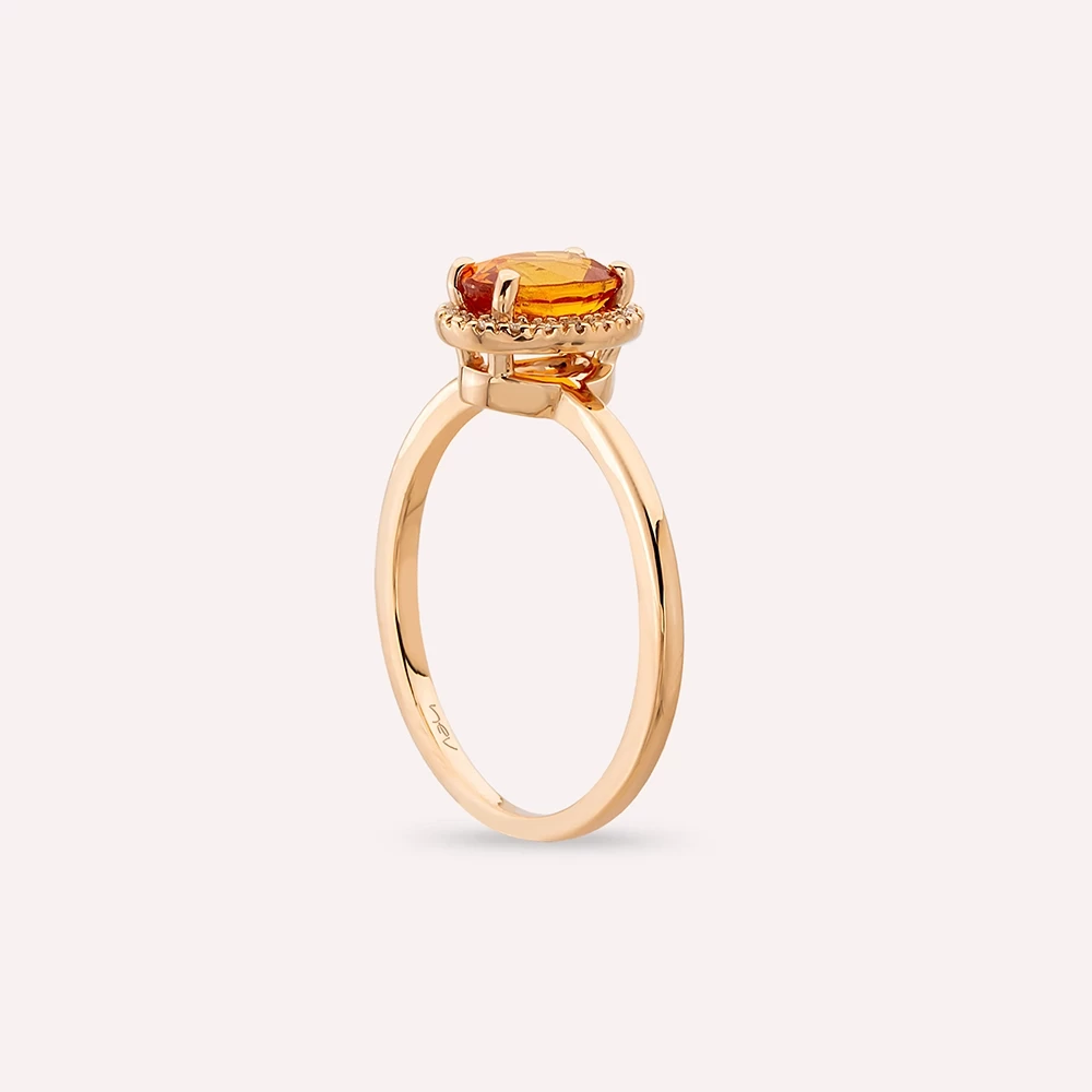 Nora 1.33 CT Orange Sapphire and Diamond Rose Gold Ring