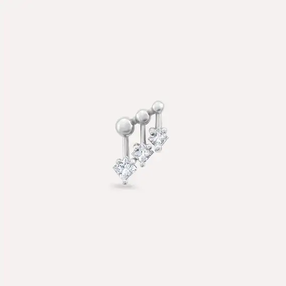 Nota Princess Cut Diamond White Gold Single Earring - 3