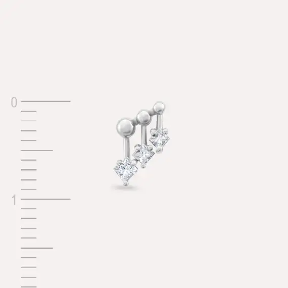 Nota Princess Cut Diamond White Gold Single Earring - 4
