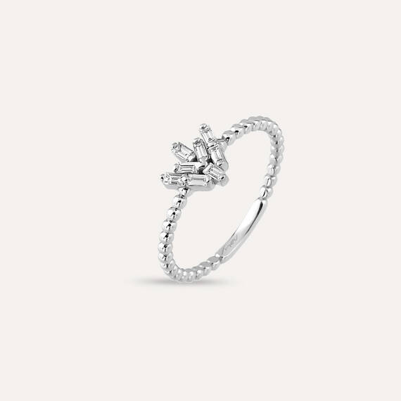 Nova 0.17 CT Baget Pırlanta Taşlı Beyaz Altın Yüzük - 4