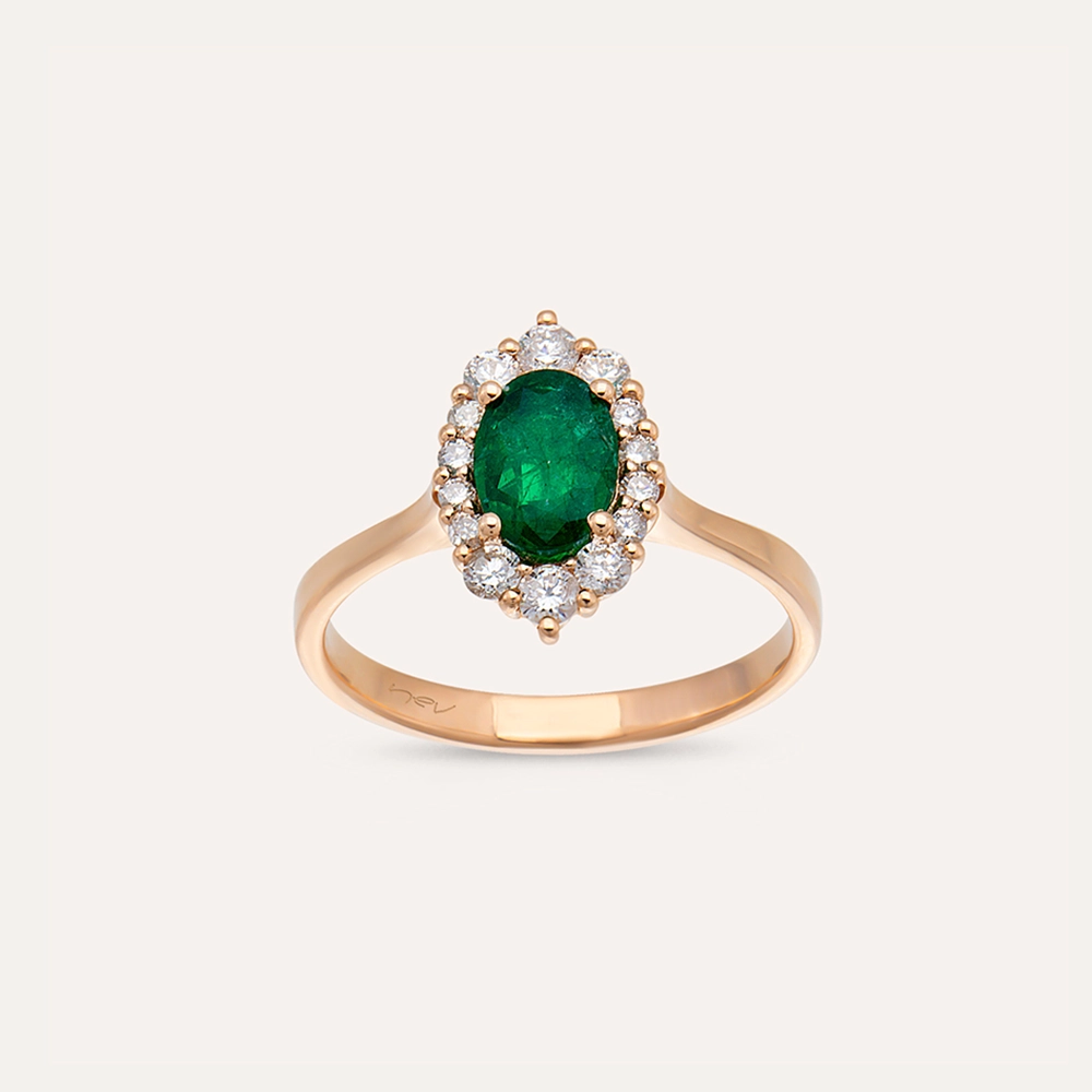 Nyla 0.98 CT Emerald and Diamond Rose Gold Ring - 2