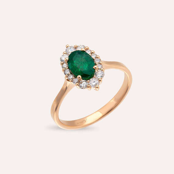 Nyla 0.98 CT Emerald and Diamond Rose Gold Ring - 1