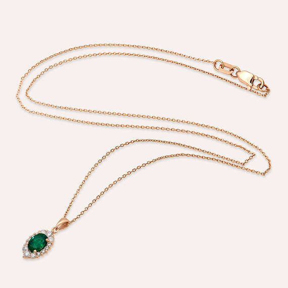 Nyla 1.03 CT Emerald and Diamond Rose Gold Necklace - 2