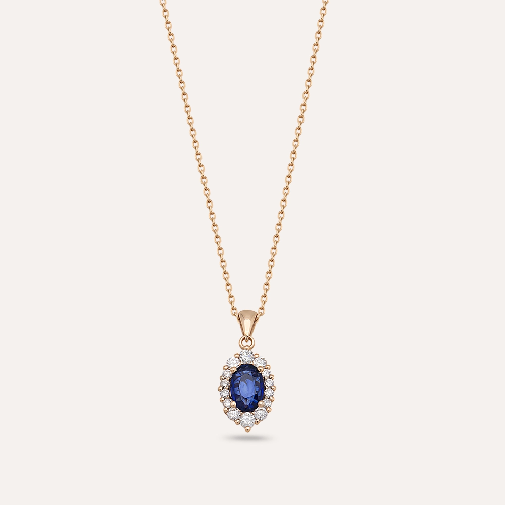 Nyla 1.04 CT Sapphire and Diamond Rose Gold Necklace - 1