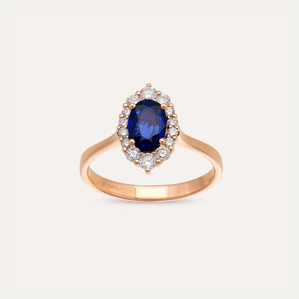 Nyla 1.14 CT Sapphire and Diamond Rose Gold Ring - 2