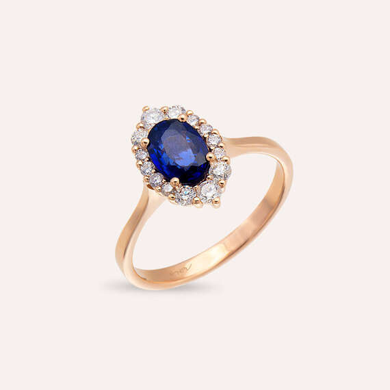 Nyla 1.14 CT Sapphire and Diamond Rose Gold Ring - 1