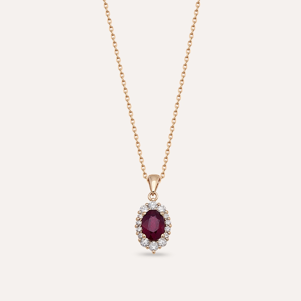 Nyla 1.44 CT Ruby and Diamond Rose Gold Necklace - 1