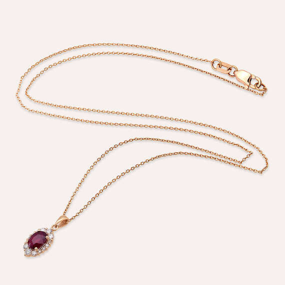 Nyla 1.44 CT Ruby and Diamond Rose Gold Necklace - 2