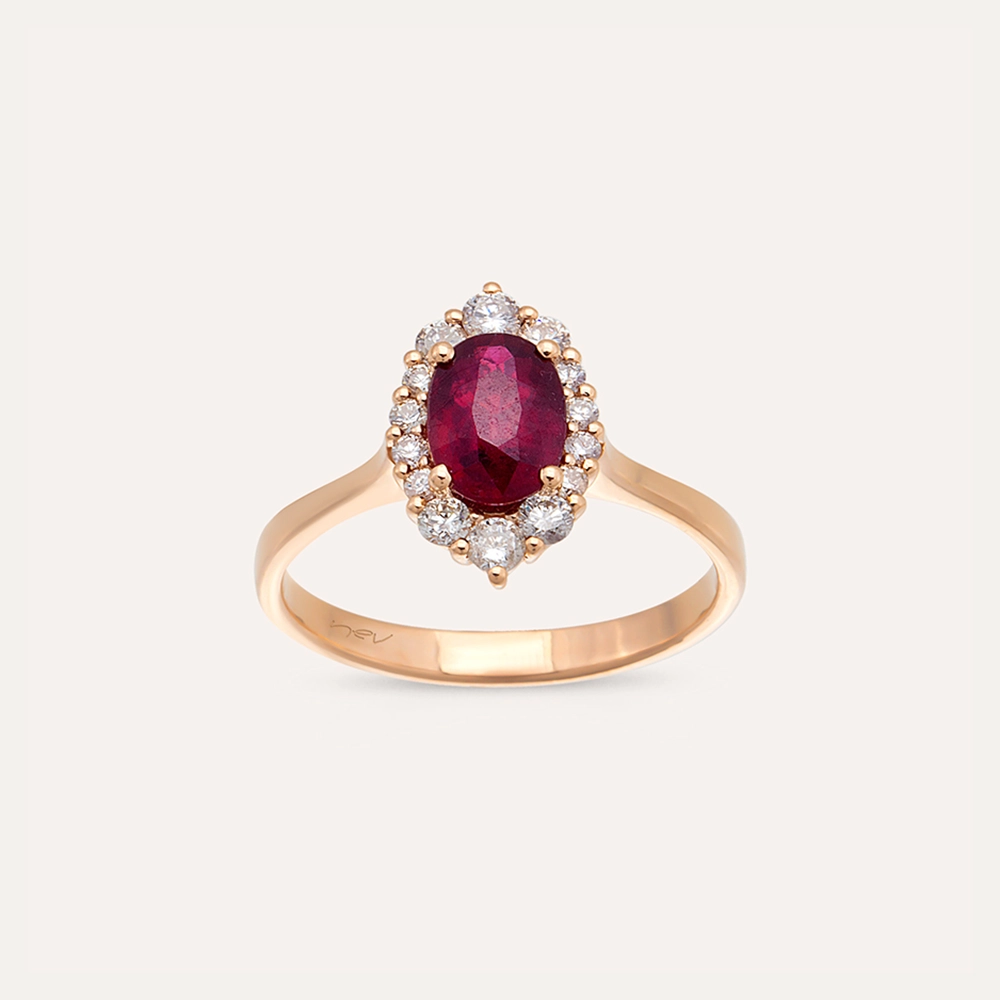 Nyla 1.61 CT Ruby and Diamond Rose Gold Ring - 2