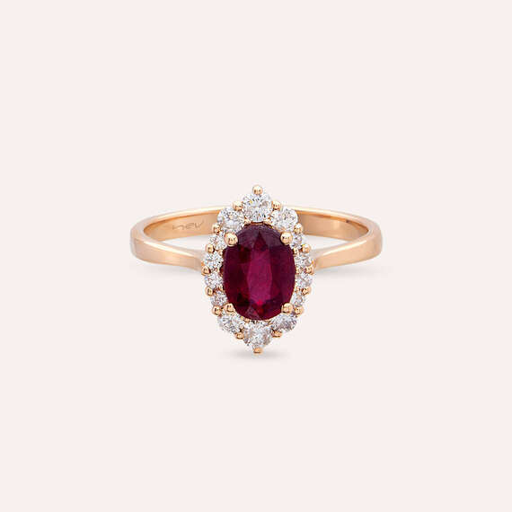 Nyla 1.61 CT Ruby and Diamond Rose Gold Ring - 3