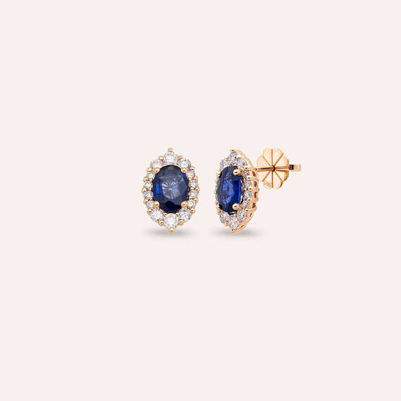 Nyla 2.21 CT Sapphire and Diamond Rose Gold Earring - 1