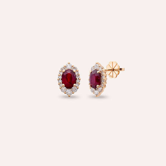 Nyla 3.33 CT Ruby and Diamond Rose Gold Earring - 1