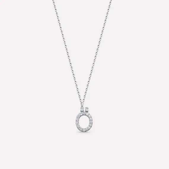 Ö Harf 0.12 CT Pırlanta Taşlı Beyaz Altın Kolye - 1