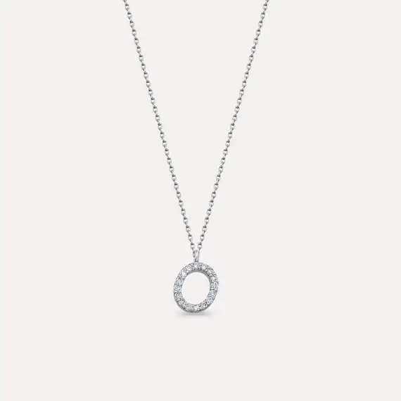 O Letter 0.10 CT Diamond White Gold Necklace - 1