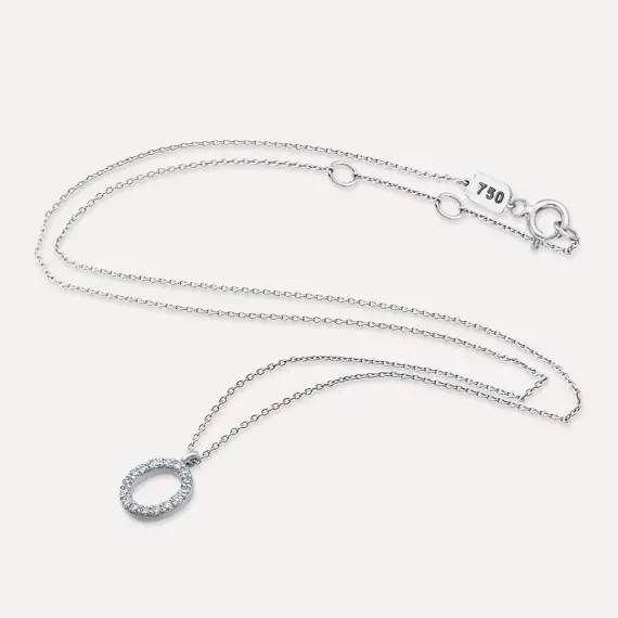 O Letter 0.10 CT Diamond White Gold Necklace - 3
