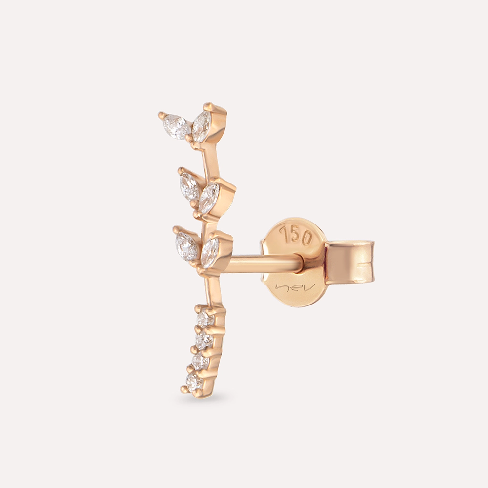Olina Marquise Cut Diamond Rose Gold Single Earring - 1