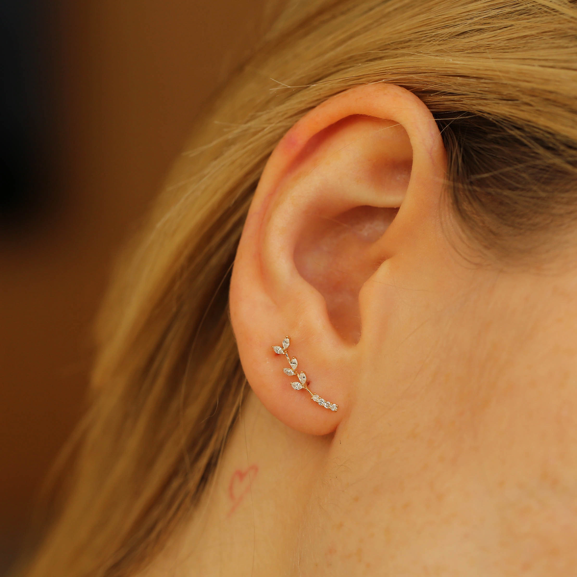 Olina Marquise Cut Diamond Rose Gold Single Earring - 3