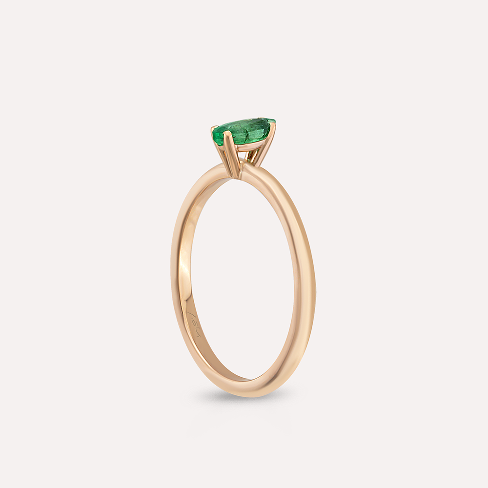 Olivia 0.34 CT Marquise Cut Emerald Rose Gold Ring - 5