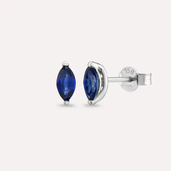 Olivia 0.66 CT Marquise Cut Sapphire White Gold Earring - 3