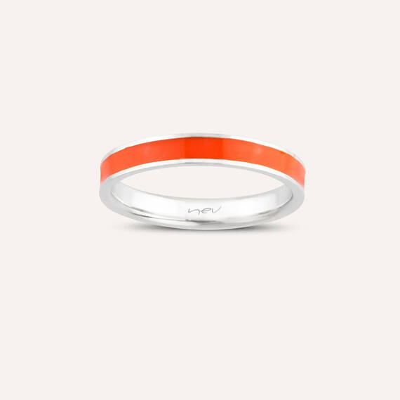 Orange Enamel Gold Ring - 2