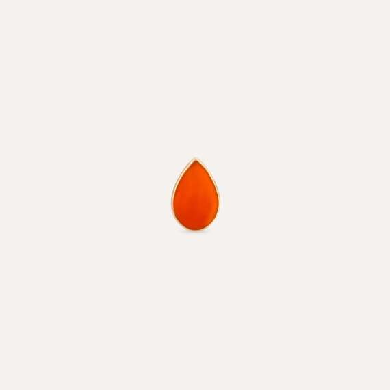 Orange Enamel Rose Gold Drop Shaped Single Earring - 3