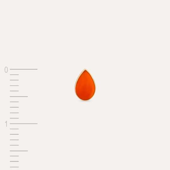 Orange Enamel Rose Gold Drop Shaped Single Earring - 4