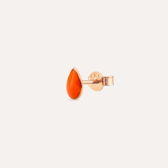 Orange Enamel Rose Gold Drop Shaped Single Earring - 1