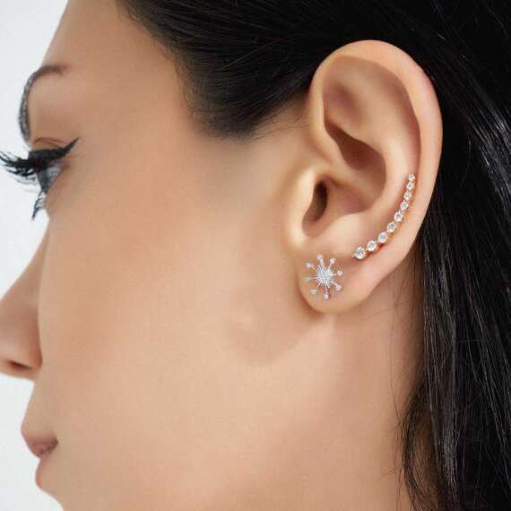 Orbit 0.05 CT Diamond White Gold Single Earring - 5