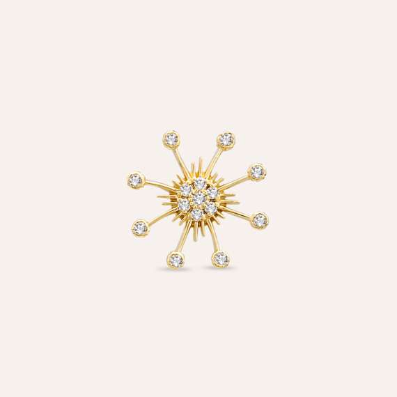 Orbit 0.07 CT Diamond Yellow Gold Single Earring - 1