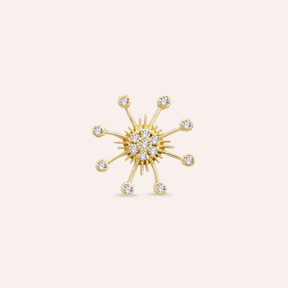 Orbit 0.07 CT Diamond Yellow Gold Single Earring - 1