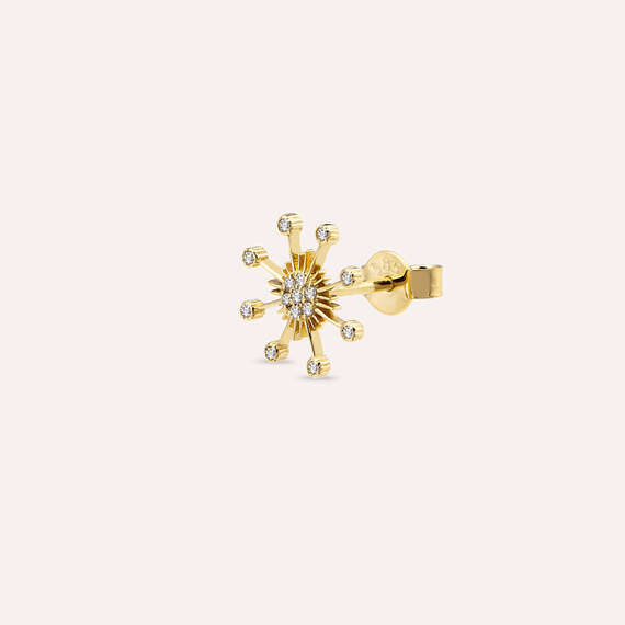 Orbit 0.07 CT Diamond Yellow Gold Single Earring - 4