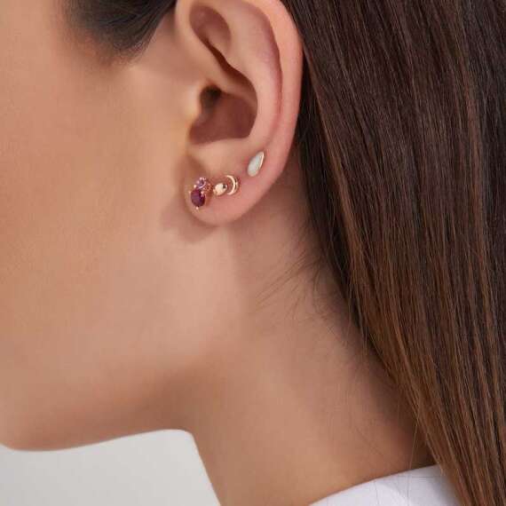 Oval Rose Gold Mini Single Earring - 2