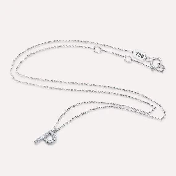 P Letter 0.10 CT Diamond White Gold Necklace - 4