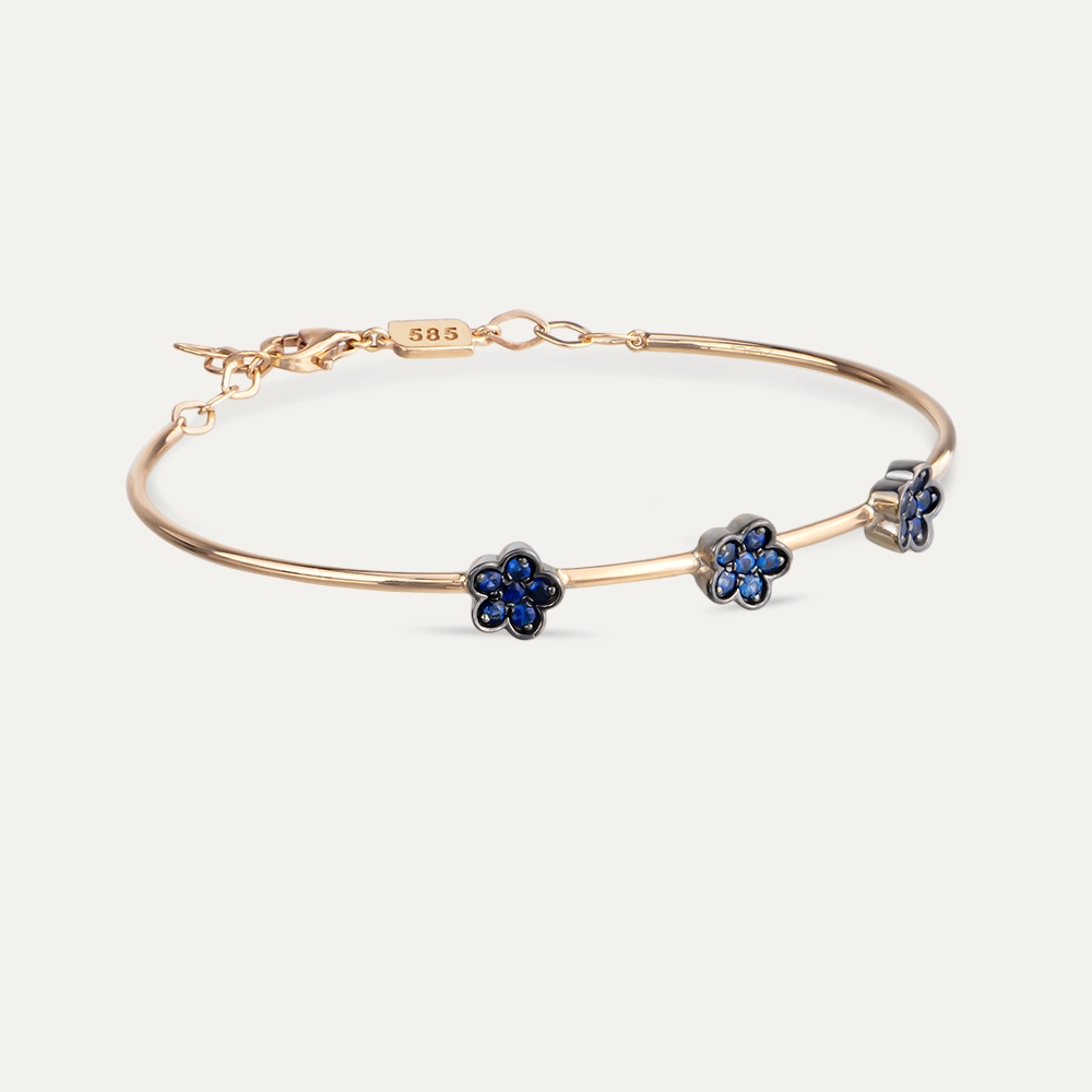 Paradise 0.38 CT Sapphire Rose Gold Flower Shaped Bracelet - 3