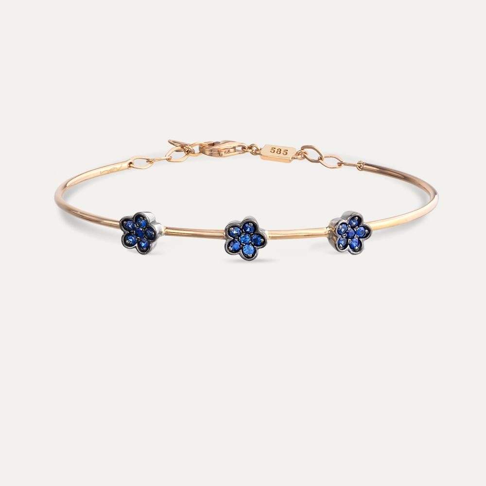 Paradise 0.38 CT Sapphire Rose Gold Flower Shaped Bracelet - 1