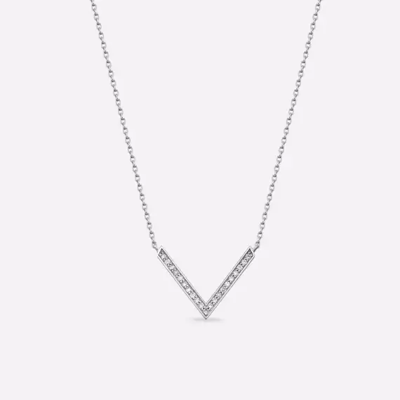 Path 0.09 CT Diamond White Gold Necklace - 1