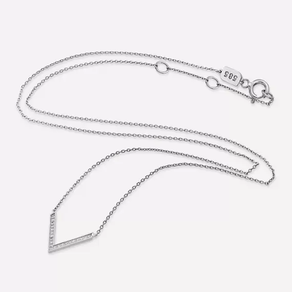 Path 0.09 CT Diamond White Gold Necklace - 3