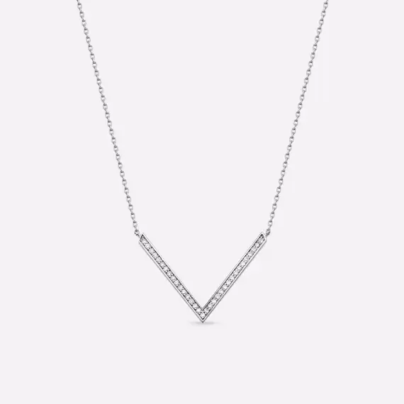 Path 0.15 CT Diamond White Gold Necklace - 1