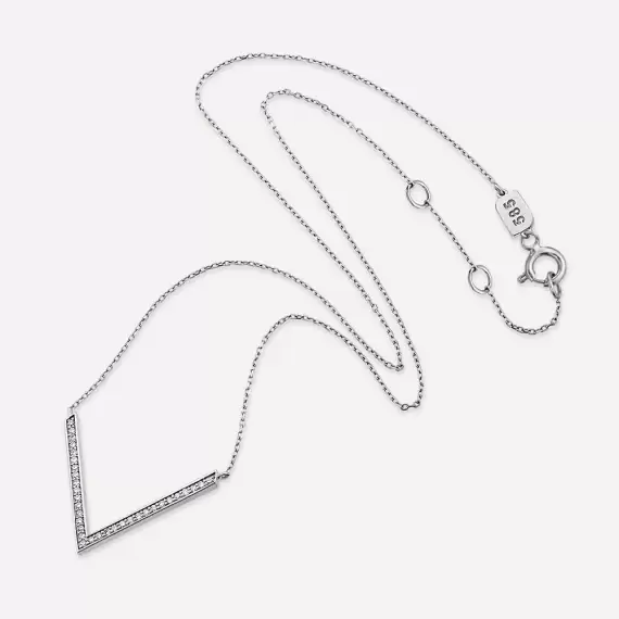 Path 0.15 CT Diamond White Gold Necklace - 2