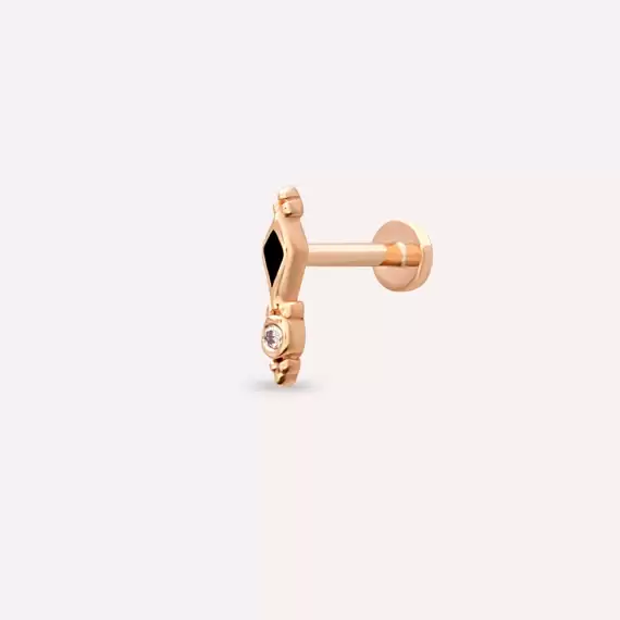 Pavia Diamond and Black Enamel Rose Gold Piercing - 1