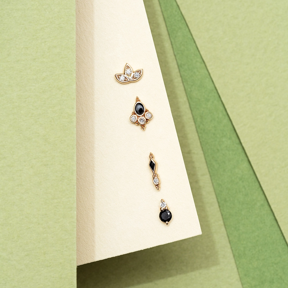 Pavia Diamond and Black Enamel Rose Gold Piercing - 3