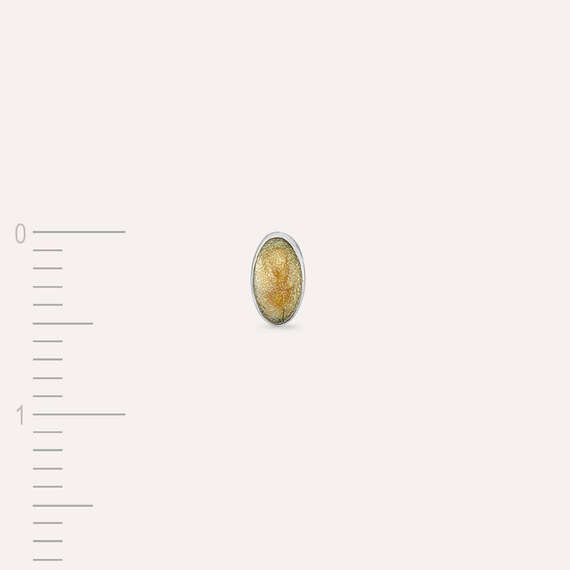 Pearly Enamel White Gold Oval Single Earring - 4