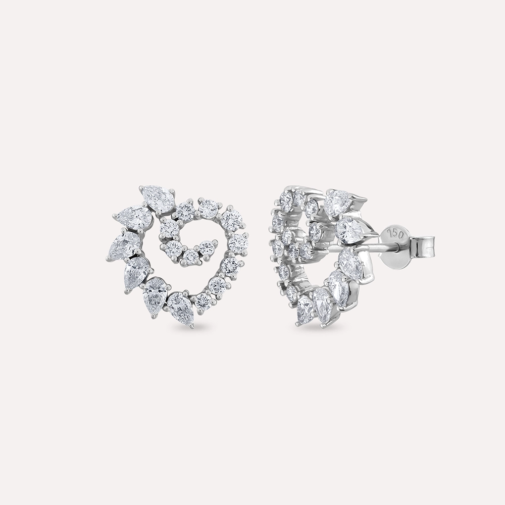 Peri 1.71 CT Pear Cut Diamond White Gold Earring - 2
